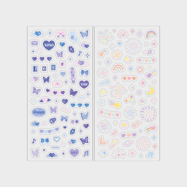 Daiso - Autocollant (2 feuilles xoxo/confetti)